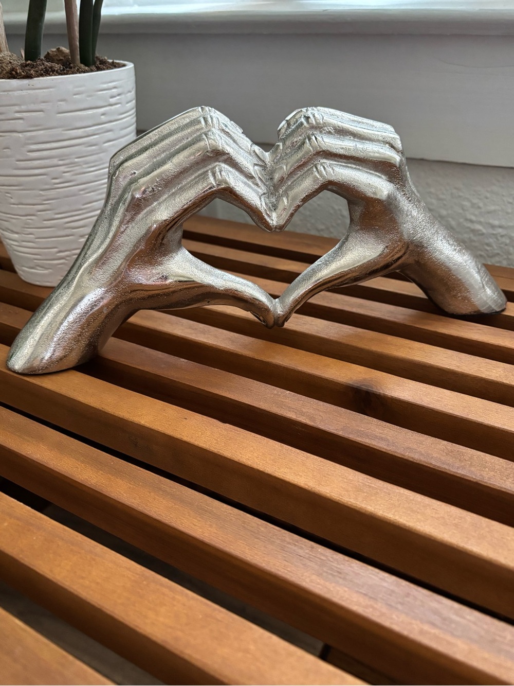 Silver Decorative Hands Heart Sculpture